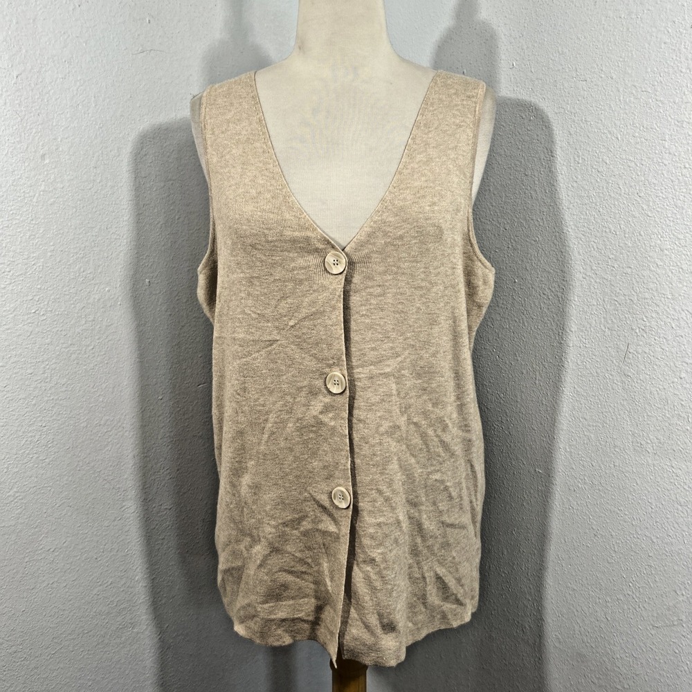 Pink Rose Sweater Vest Pants Womens L Beige Preppy Retro Quiet Luxury Set - Picture 2 of 14
